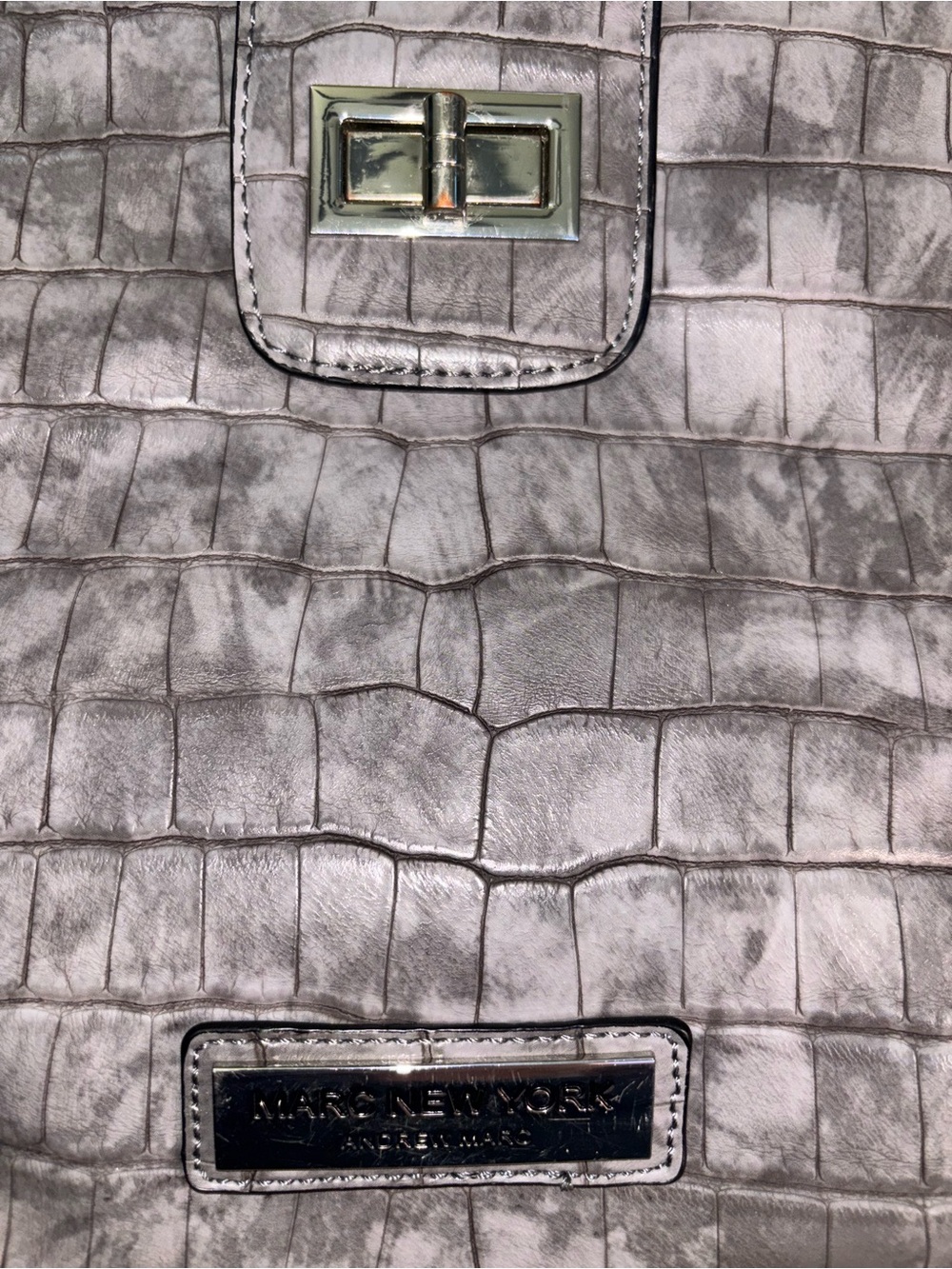 Croc-Embossed Crossbody Bag in Gray - Picture 2 of 5